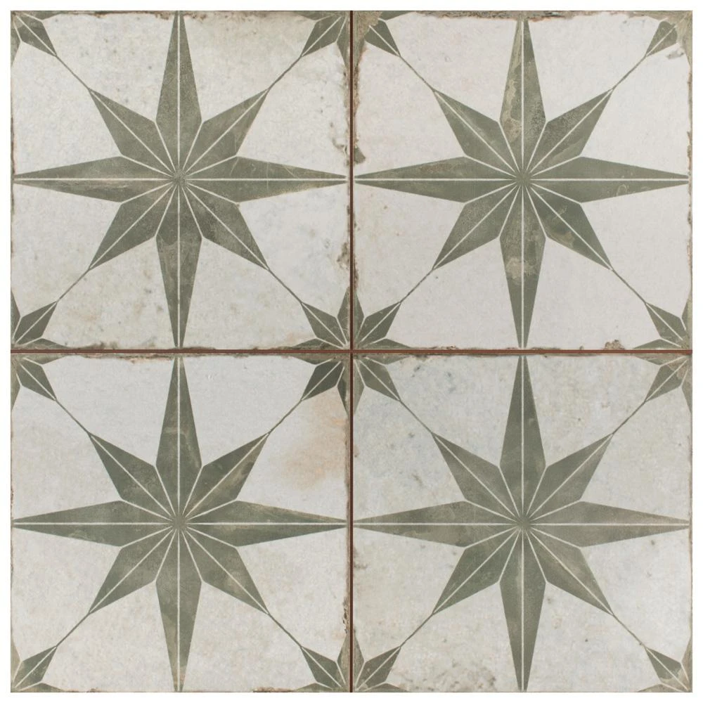Merola Tile Kings Star Sage 17-5/8"x17-5/8" Ceramic F/W Tile 14 Merola Tile Kings Star Sage 17-5/8"x17-5/8" Ceramic F/W Tile - Image 14