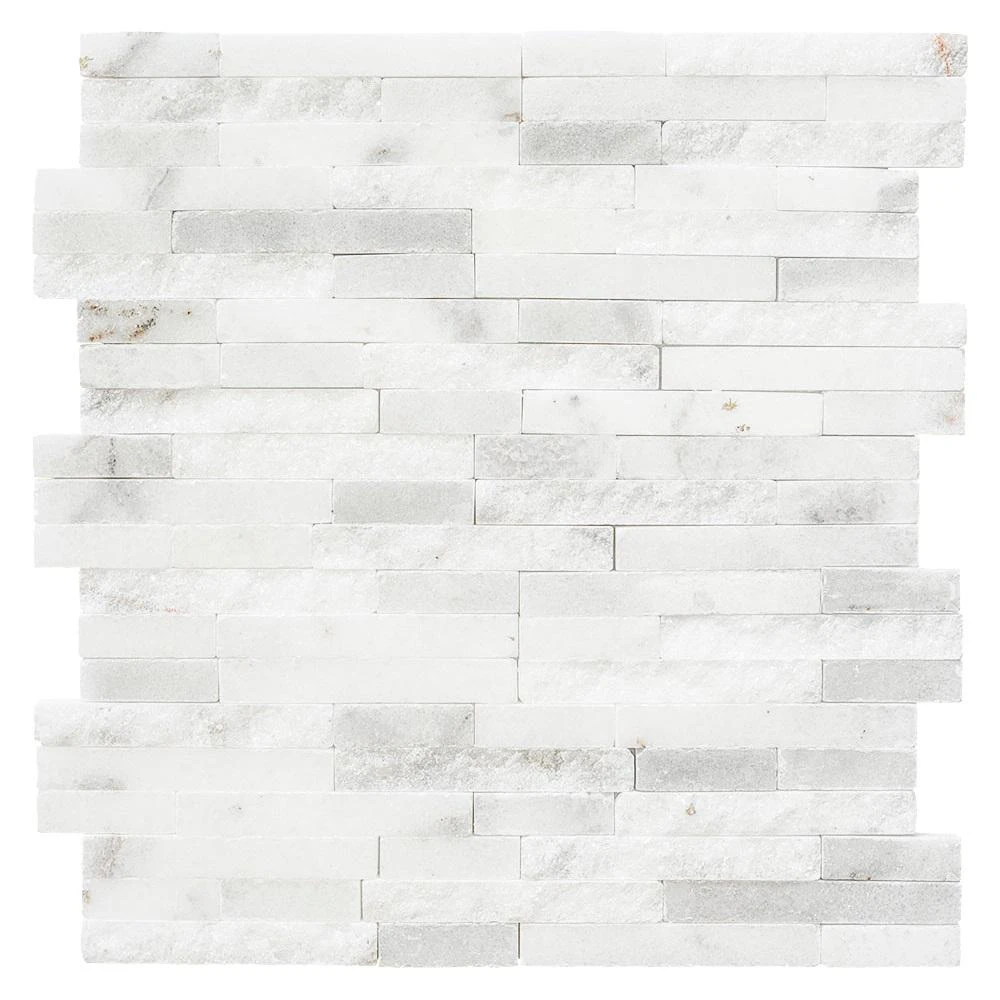Jeffrey Court Churchill White Split Face 11.75 In. X 12.625 In. X 13 Mm Splitface Textured Marble Mosaic Tile 3 Jeffrey Court Churchill White Split Face 11.75 In. X 12.625 In. X 13 Mm Splitface Textured Marble Mosaic Tile - Image 3