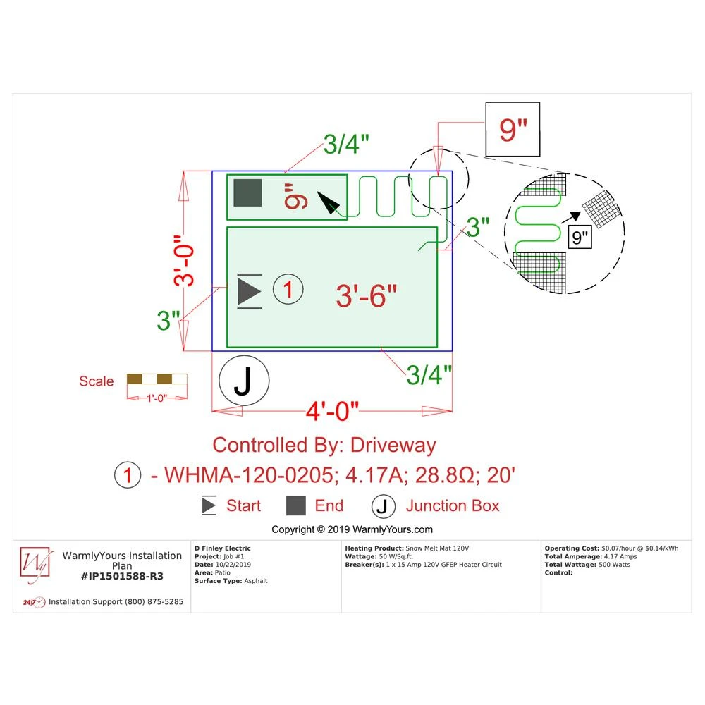 WarmlyYours 2 Ft. X 5 Ft. 120-Volt Radiant Snow Melting Mat Wi-Fi Control (Covers 10 Sq. Ft.) 5 WarmlyYours 2 Ft. X 5 Ft. 120-Volt Radiant Snow Melting Mat Wi-Fi Control (Covers 10 Sq. Ft.) - Image 5