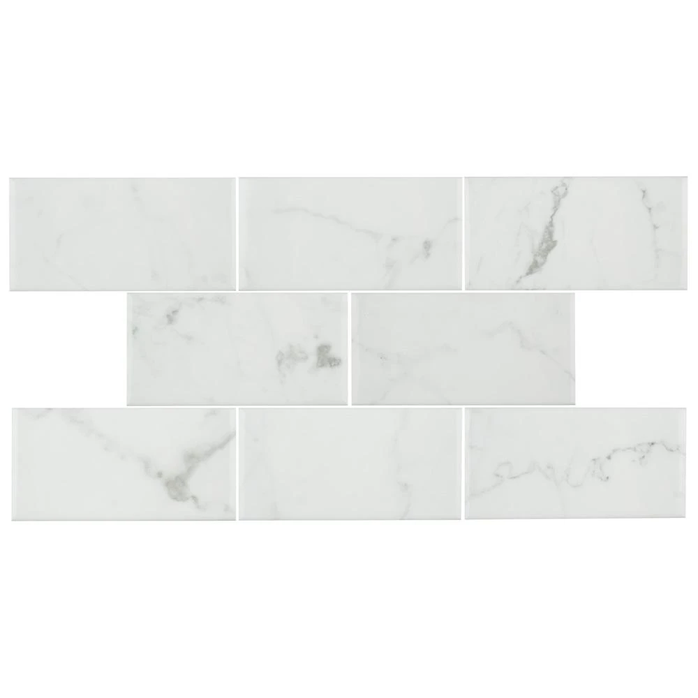 Merola Tile Classico Carrara Glossy 3 In. X 6 In. Ceramic Subway Wall Tile (6.03 Sq. Ft. / Case) 8 Merola Tile Classico Carrara Glossy 3 In. X 6 In. Ceramic Subway Wall Tile (6.03 Sq. Ft. / Case) - Image 8