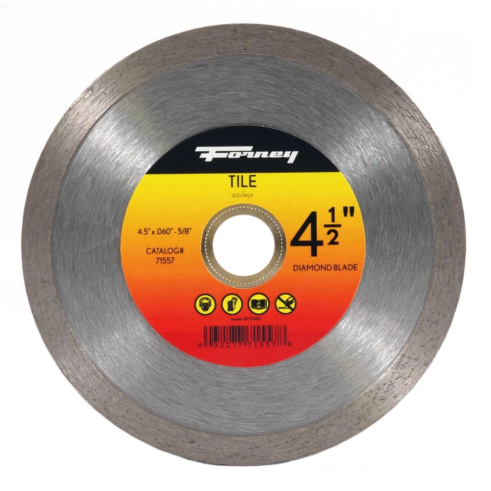 Forney 4-1/2 In. Continuous Rim Diamond Tile-Cutting Blade 1 Forney 4-1/2 In. Continuous Rim Diamond Tile-Cutting Blade