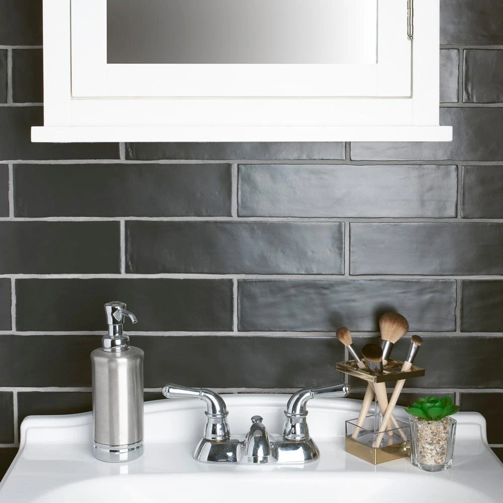 Merola Tile Chester Matte Nero 3 In. X 12 In. Ceramic Wall Subway Tile (5.93 Sq. Ft. / Case) 11 Merola Tile Chester Matte Nero 3 In. X 12 In. Ceramic Wall Subway Tile (5.93 Sq. Ft. / Case) - Image 11