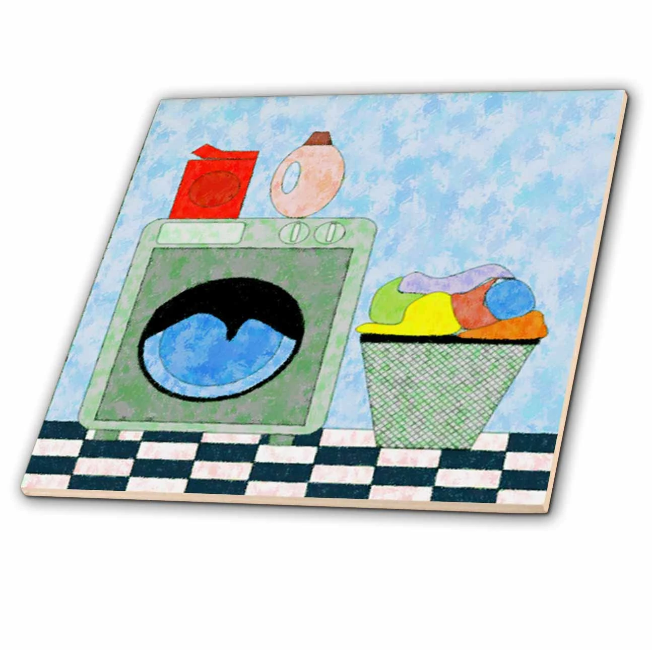 3dRose Red Blue Green Laundry Room - Ceramic Tile, 6-inch 1 3dRose Red Blue Green Laundry Room - Ceramic Tile, 6-inch