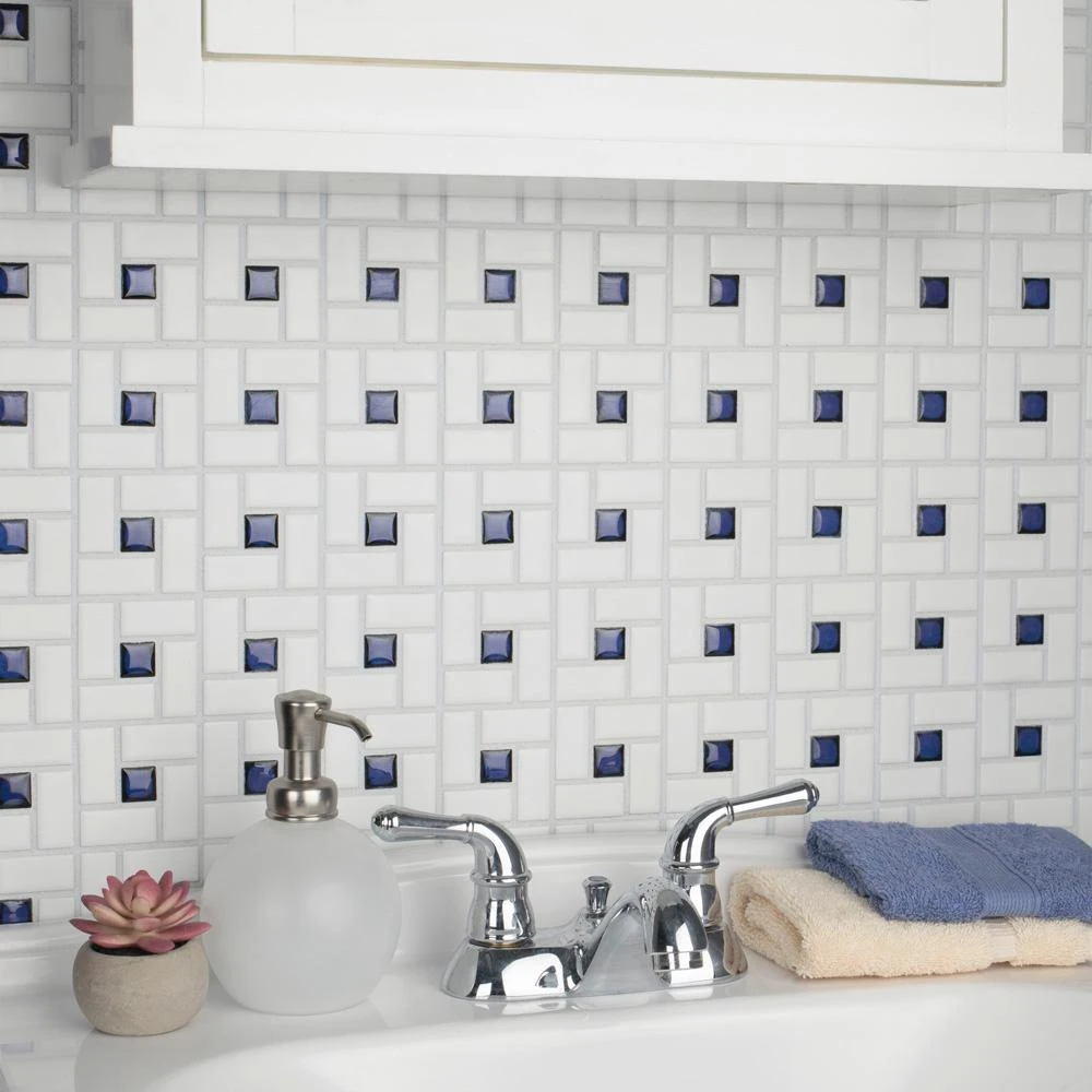 Merola Tile Spiral Blue And White 12-1/2 In. X 12-1/2 In. X 6 Mm Porcelain Mosaic Tile (11.07 Sq. Ft. / Case) 12 Merola Tile Spiral Blue And White 12-1/2 In. X 12-1/2 In. X 6 Mm Porcelain Mosaic Tile (11.07 Sq. Ft. / Case) - Image 12