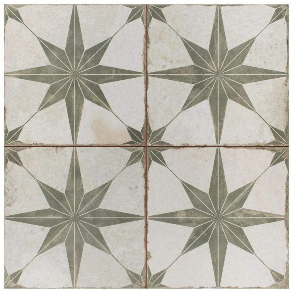 Merola Tile Kings Star Sage 17-5/8"x17-5/8" Ceramic F/W Tile 6 Merola Tile Kings Star Sage 17-5/8"x17-5/8" Ceramic F/W Tile - Image 6