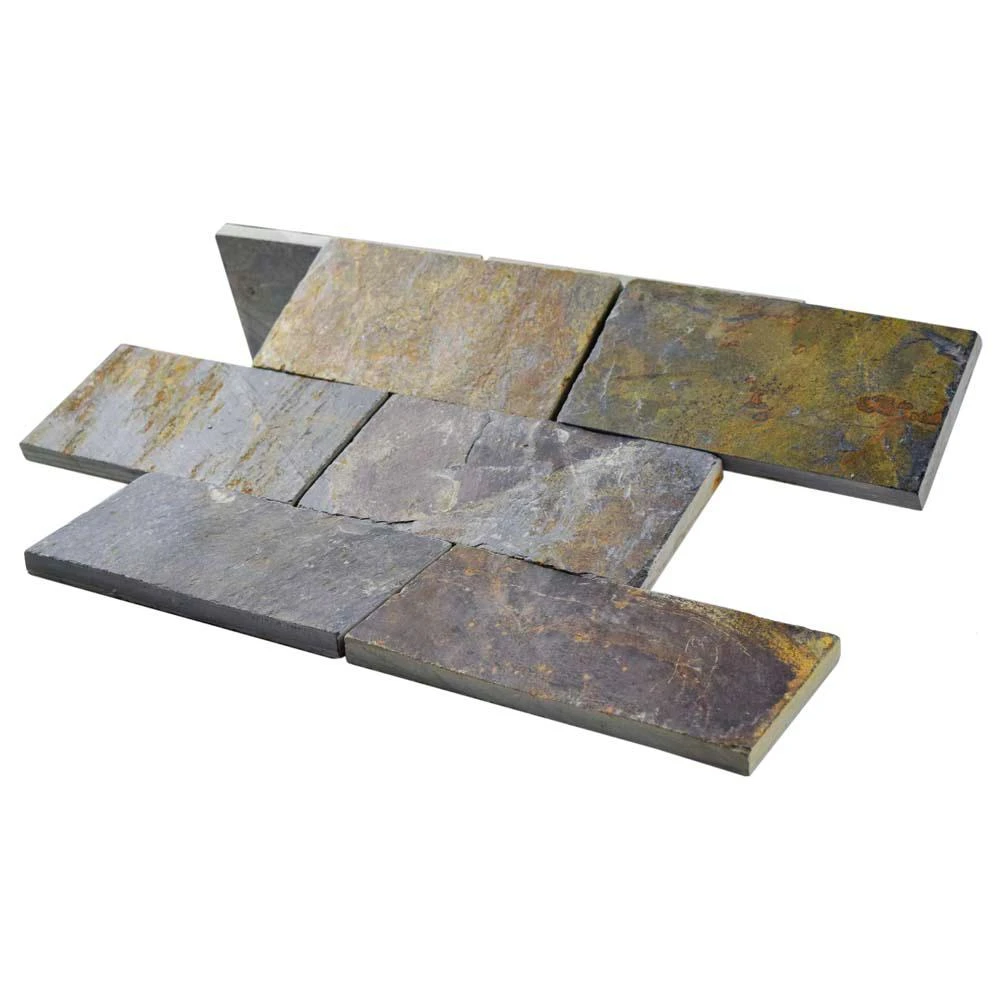 Merola Tile Crag Subway Sunset 11-3/4 In. X 11-3/4 In. X 10 Mm Slate Mosaic Tile 8 Merola Tile Crag Subway Sunset 11-3/4 In. X 11-3/4 In. X 10 Mm Slate Mosaic Tile - Image 8