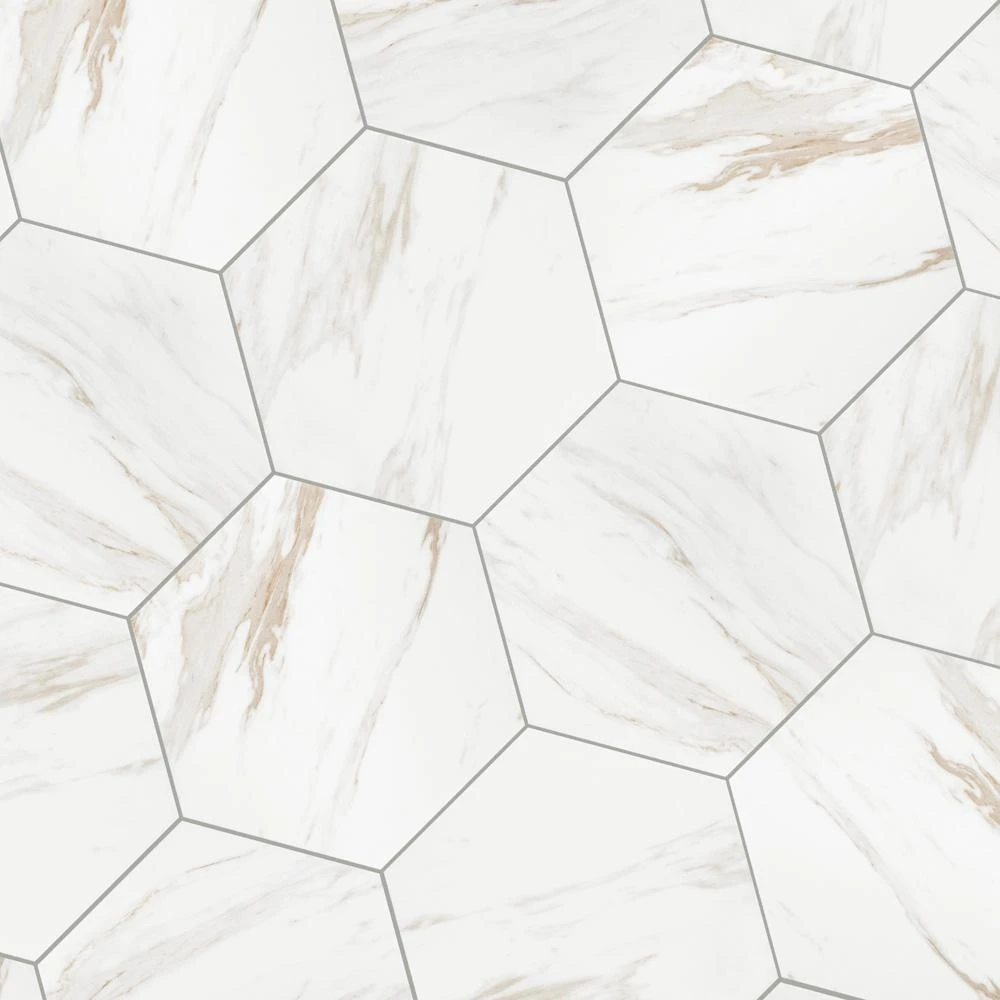 Merola Tile Eterno Carrara Hex 8-5/8 In. X 9-7/8 In. Porcelain Floor And Wall Tile (11.56 Sq. Ft. / Case) 10 Merola Tile Eterno Carrara Hex 8-5/8 In. X 9-7/8 In. Porcelain Floor And Wall Tile (11.56 Sq. Ft. / Case) - Image 10