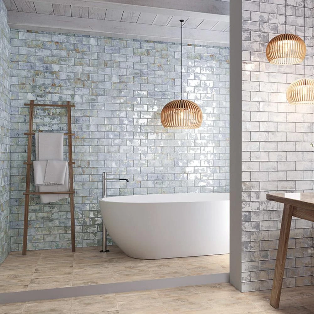 Merola Tile Biarritz Blue 3 In. X 6 In. Ceramic Wall Tile (6.04 Sq. Ft./Case) 12 Merola Tile Biarritz Blue 3 In. X 6 In. Ceramic Wall Tile (6.04 Sq. Ft./Case) - Image 12