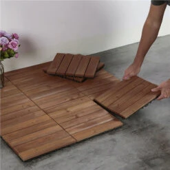 Topeakmart 12''x12''Interlocking Wood Flooring Tiles Indoor & Outdoor For Patio Garden Deck Poolside Pack Of 27 Natural Wood -Floor Promotion Store dec8c9d7 fa81 46dd 91ff bfdc65cc4d5f 1.69ddf0c08bc1c07caa29dfe639b5e23a 1800x1800