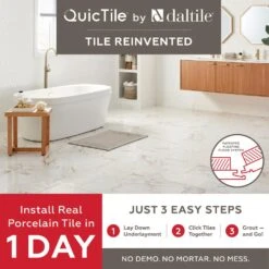 Daltile QuicTile 12 In. X 24 In. Enchanting Marble Matte Porcelain Locking Floor Tile (9.6 Sq. Ft. / Case) 26 Daltile QuicTile 12 In. X 24 In. Enchanting Marble Matte Porcelain Locking Floor Tile (9.6 Sq. Ft. / Case) -Floor Promotion Store dfed58ea16cdadbc304c5ee9a9004e67 76c06731 ffac 4623 8c71 bd6aa61f388c 1800x1800