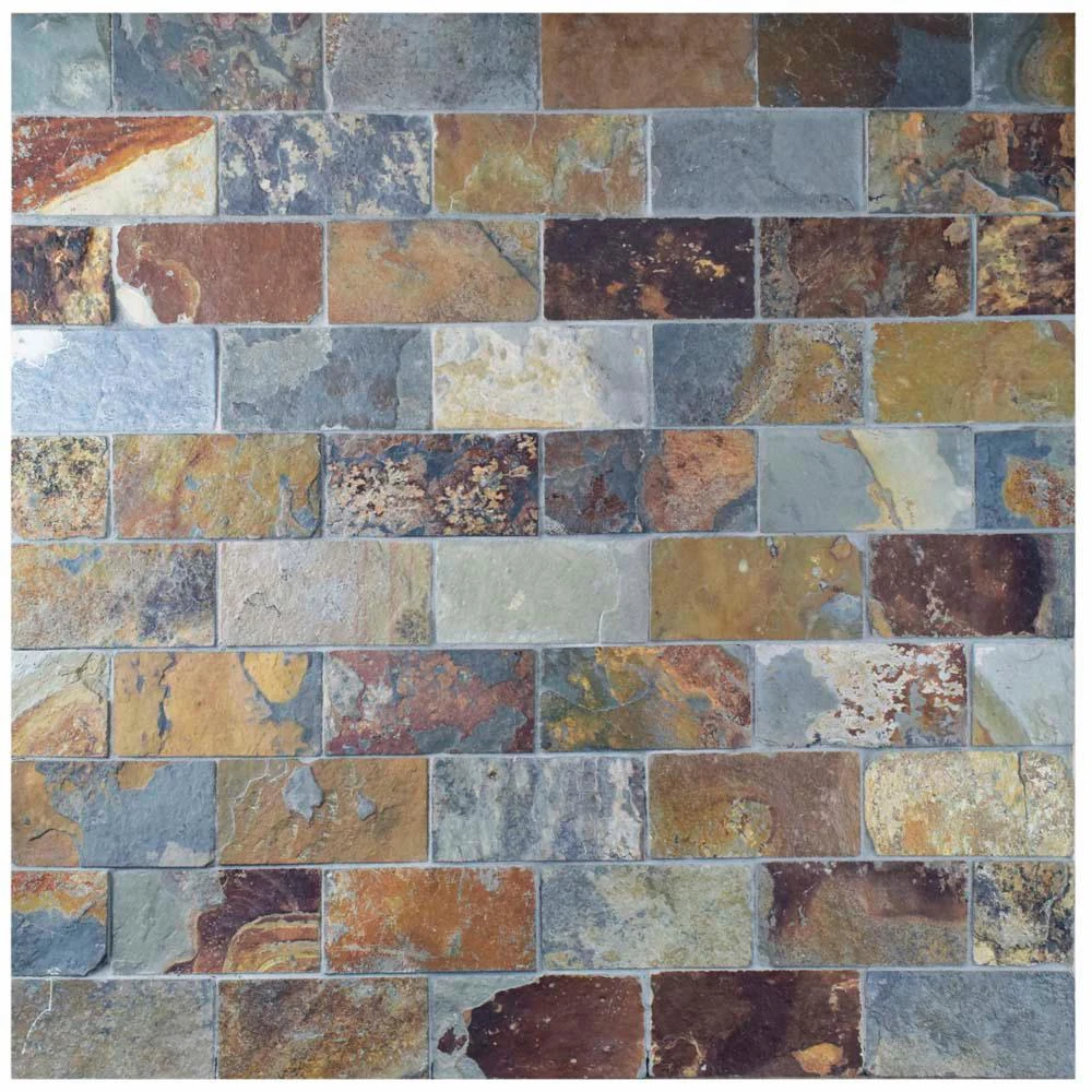 Merola Tile Crag Subway Sunset 11-3/4 In. X 11-3/4 In. X 10 Mm Slate Mosaic Tile 1 Merola Tile Crag Subway Sunset 11-3/4 In. X 11-3/4 In. X 10 Mm Slate Mosaic Tile