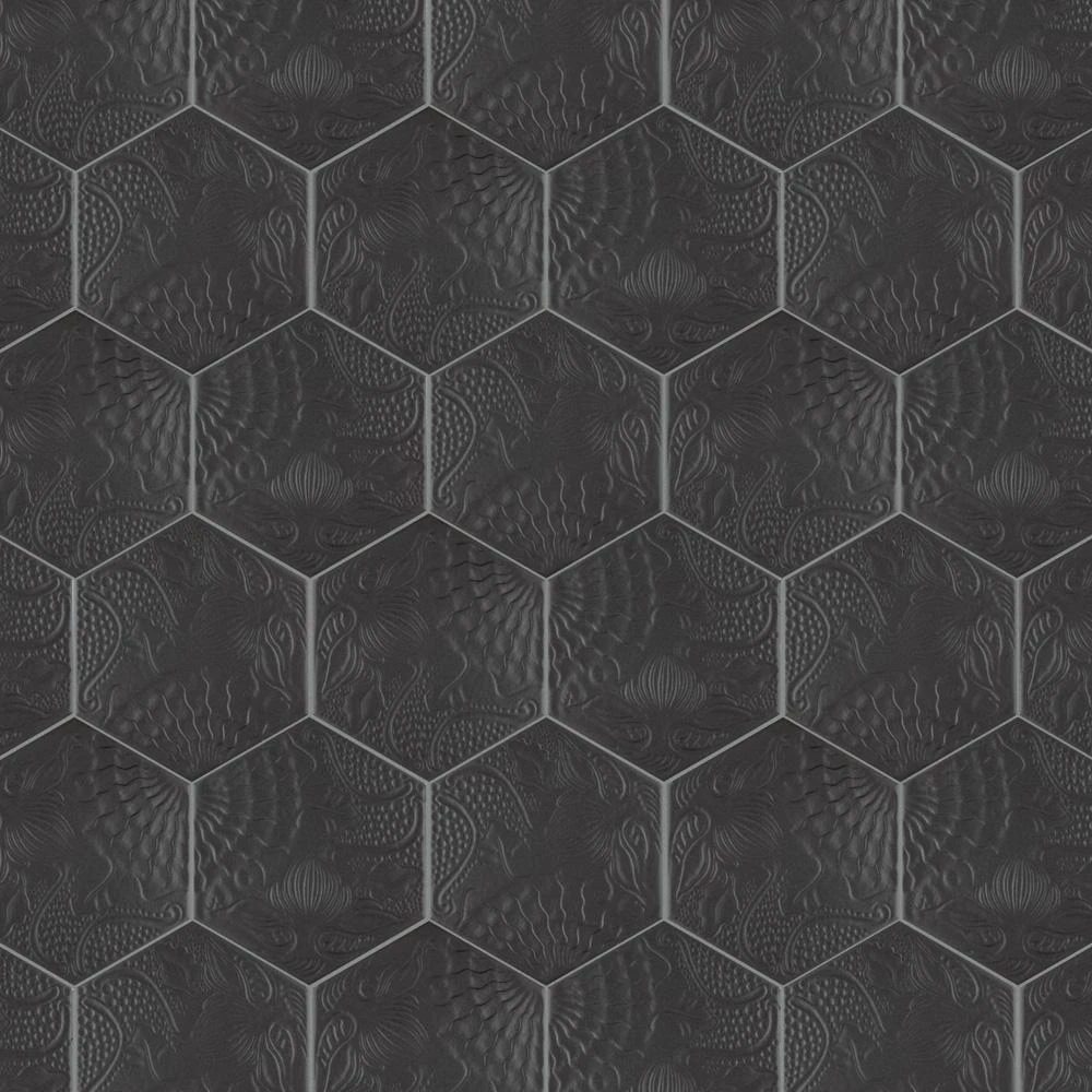 Merola Tile Gaudi Hex Black 8-5/8 In. X 9-7/8 In. Porcelain Floor And Wall Tile (11.56 Sq. Ft. / Case) 5 Merola Tile Gaudi Hex Black 8-5/8 In. X 9-7/8 In. Porcelain Floor And Wall Tile (11.56 Sq. Ft. / Case) - Image 5