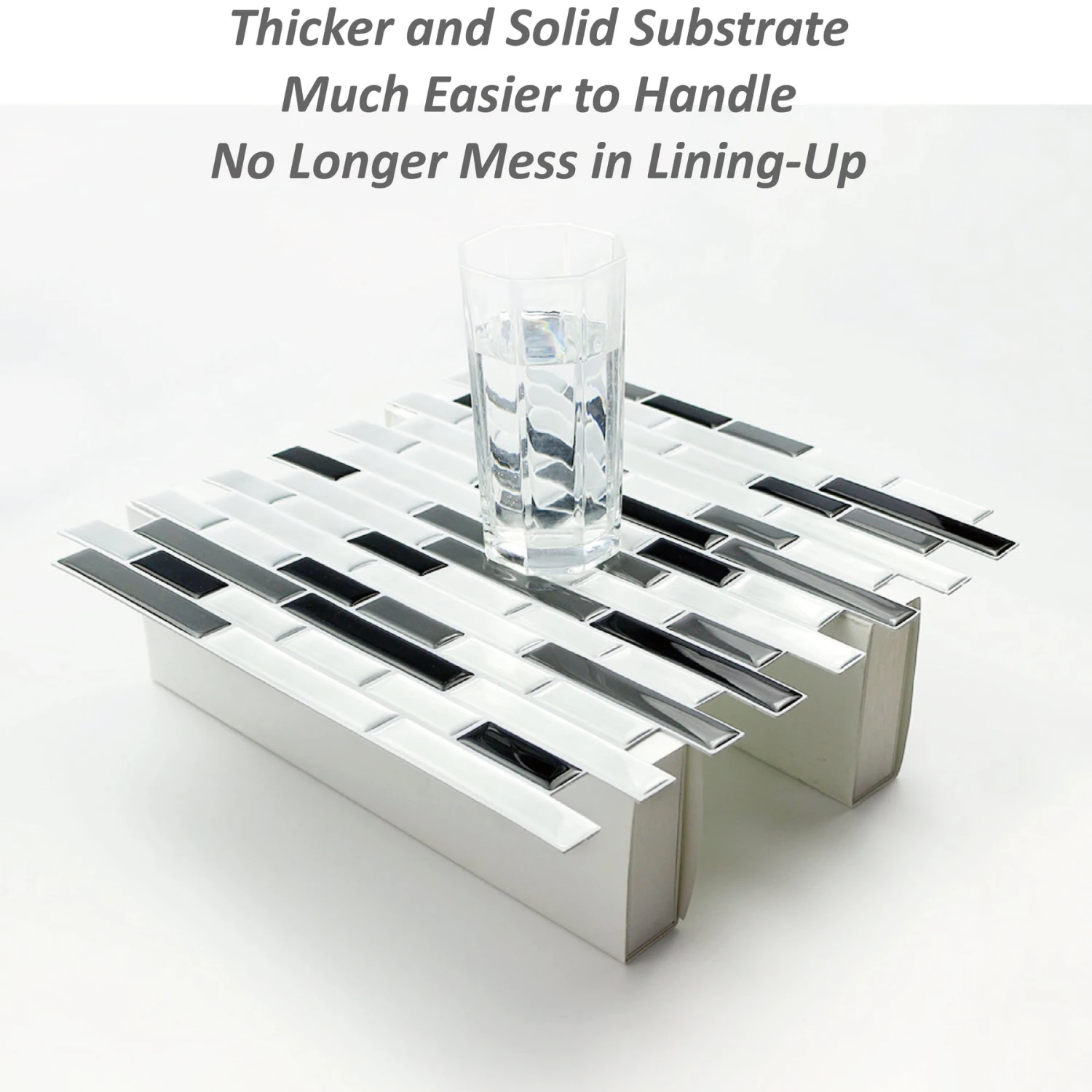 Crystiles Black, Deep Grey And Brushed Silver 12 In. X 12 In. Peel And Stick Vinyl Wall Tile Backsplash, "Pro" Series Thicker Version (4-Pack) 8 Crystiles Black, Deep Grey And Brushed Silver 12 In. X 12 In. Peel And Stick Vinyl Wall Tile Backsplash, "Pro" Series Thicker Version (4-Pack) - Image 8