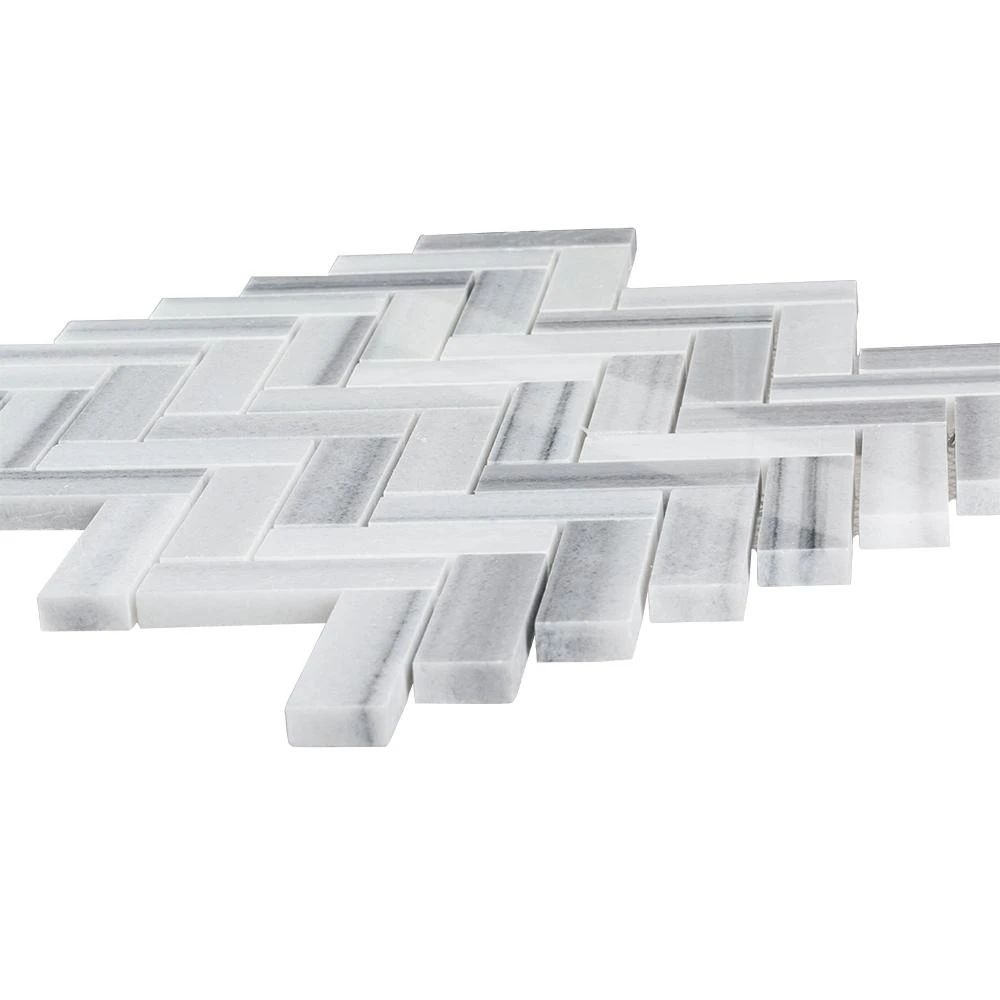 Jeffrey Court Zebra Plains Gray Herringbone 11 In. X 12.75 In. X 10 Mm Polished Marble Mosaic Wall/Floor Tile 5 Jeffrey Court Zebra Plains Gray Herringbone 11 In. X 12.75 In. X 10 Mm Polished Marble Mosaic Wall/Floor Tile - Image 5