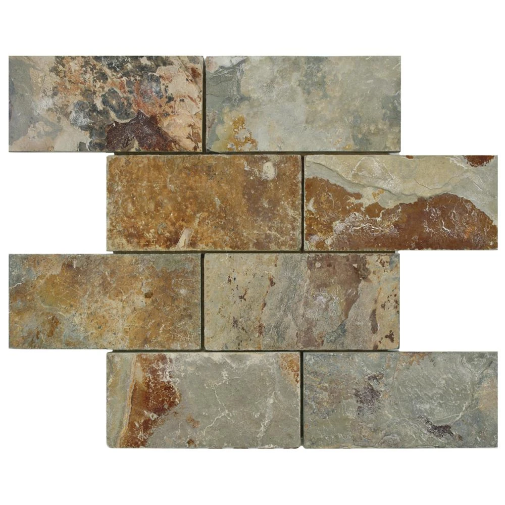 Merola Tile Crag Subway Sunset 11-3/4 In. X 11-3/4 In. X 10 Mm Slate Mosaic Tile 4 Merola Tile Crag Subway Sunset 11-3/4 In. X 11-3/4 In. X 10 Mm Slate Mosaic Tile - Image 4