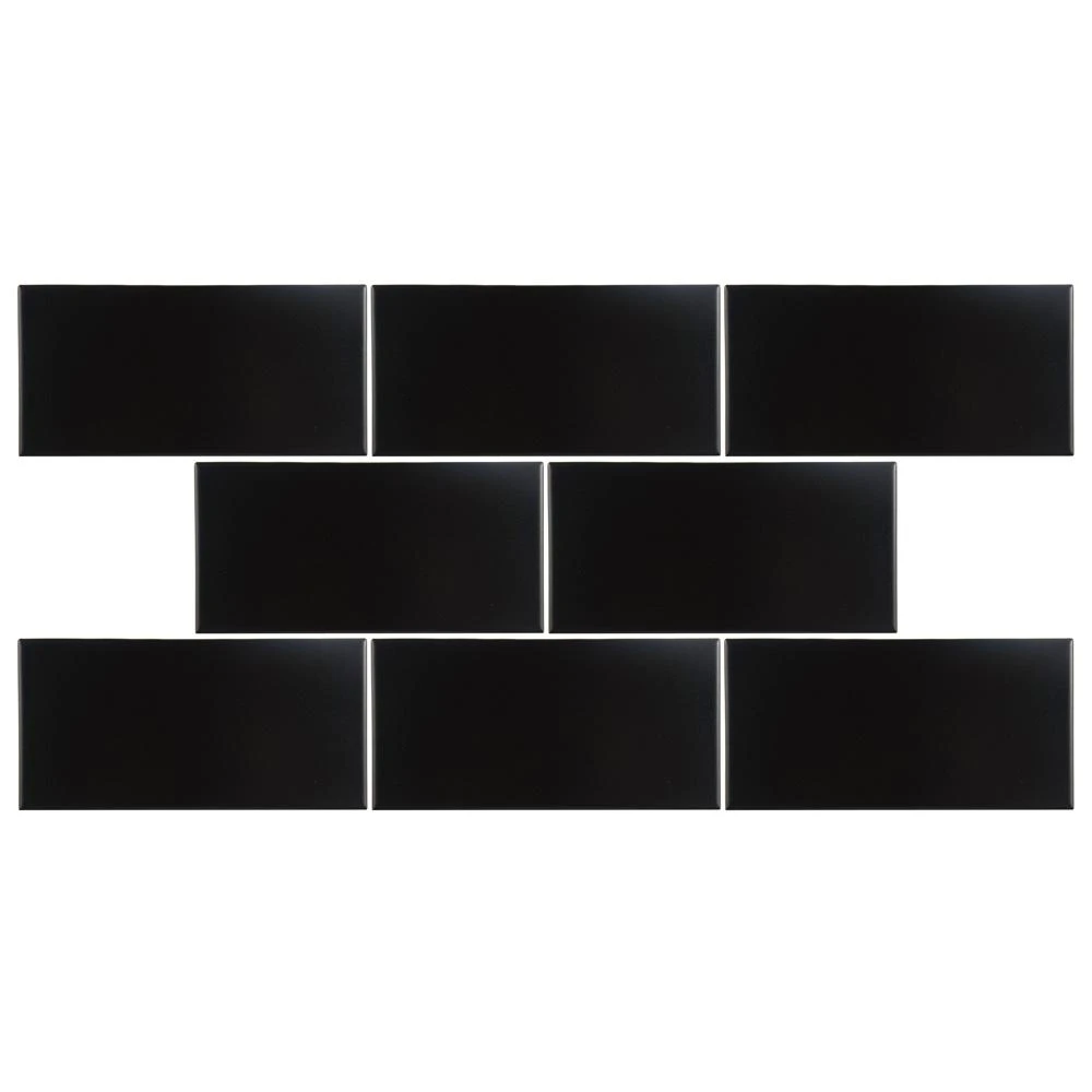 Merola Tile Projectos 7-3/4 In. X 3-7/8 In. Preto Matte Ceramic Subway Floor And Wall Subway Tile (11.46 Sq. Ft. / Case) 6 Merola Tile Projectos 7-3/4 In. X 3-7/8 In. Preto Matte Ceramic Subway Floor And Wall Subway Tile (11.46 Sq. Ft. / Case) - Image 6