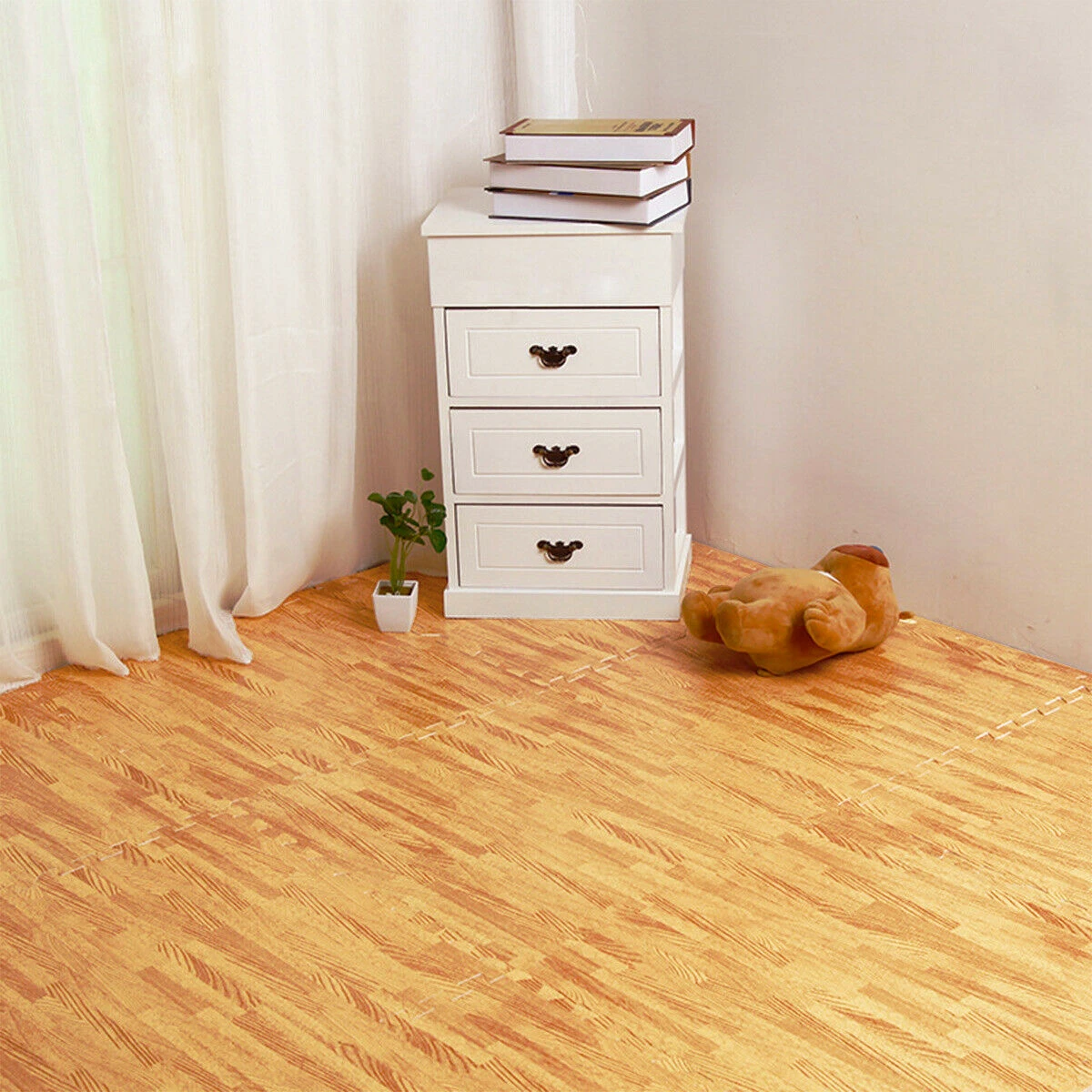 Gymax 12 Pieces EVA Foam Floor Interlocking Tile Mat W/ Natural Wood Grain 8 Gymax 12 Pieces EVA Foam Floor Interlocking Tile Mat W/ Natural Wood Grain - Image 8