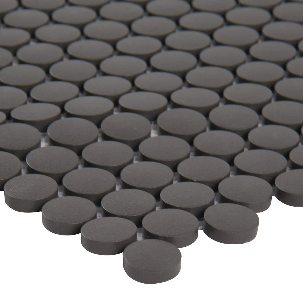 MSI Penny Round Nero 12.32 In. X 11.38 In. X 6mm Matte Porcelain Mesh-Mounted Mosaic Tile (14.4 Sq. Ft./case) 5 MSI Penny Round Nero 12.32 In. X 11.38 In. X 6mm Matte Porcelain Mesh-Mounted Mosaic Tile (14.4 Sq. Ft./case) - Image 5