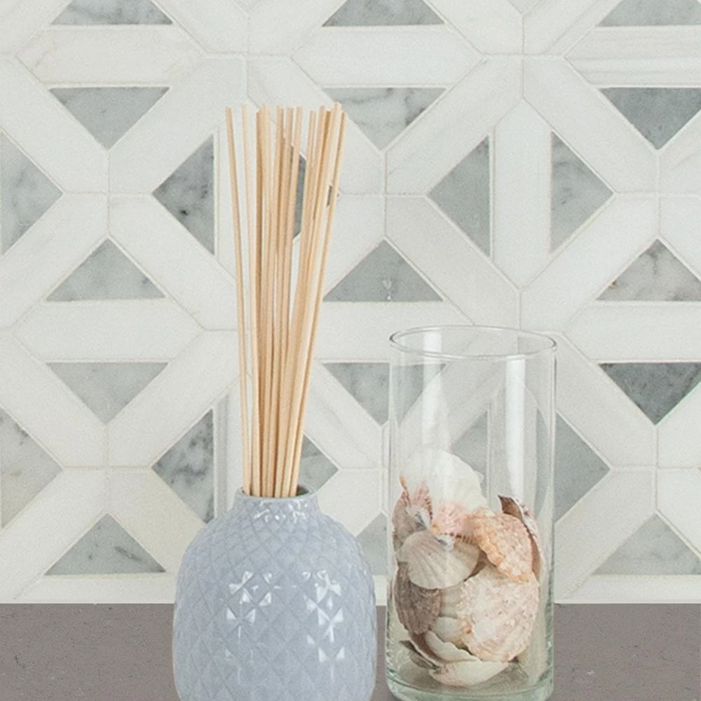 MSI Geometrica 12 In. X 12 In. X 10mm Bianco Dolomite Polished Marble Mesh-Mounted Mosaic Tile (10 Sq. Ft. / Case) 4 MSI Geometrica 12 In. X 12 In. X 10mm Bianco Dolomite Polished Marble Mesh-Mounted Mosaic Tile (10 Sq. Ft. / Case) - Image 4