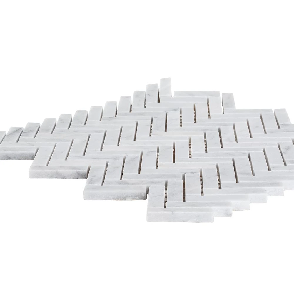 Jeffrey Court Jet Stream White Herringbone 10 In. X 11 In. X 8 Mm Honed Marble Stone Mosaic Wall/Floor Tile 4 Jeffrey Court Jet Stream White Herringbone 10 In. X 11 In. X 8 Mm Honed Marble Stone Mosaic Wall/Floor Tile - Image 4