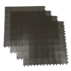 Brown Regenerated 22 In. X 22 In. Polypropylene Interlocking Floor Mat System (Set Of 4 Tiles)