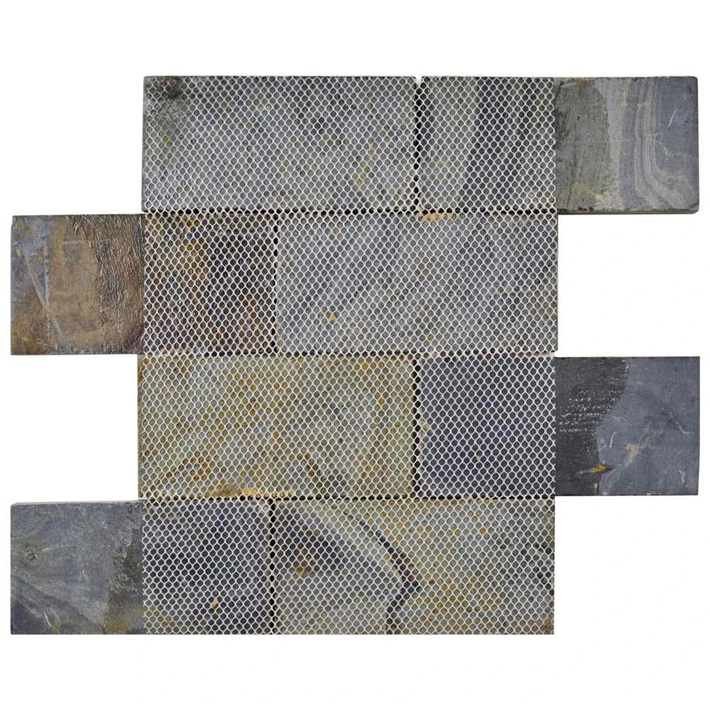 Merola Tile Crag Subway Sunset 11-3/4 In. X 11-3/4 In. X 10 Mm Slate Mosaic Tile 9 Merola Tile Crag Subway Sunset 11-3/4 In. X 11-3/4 In. X 10 Mm Slate Mosaic Tile - Image 9