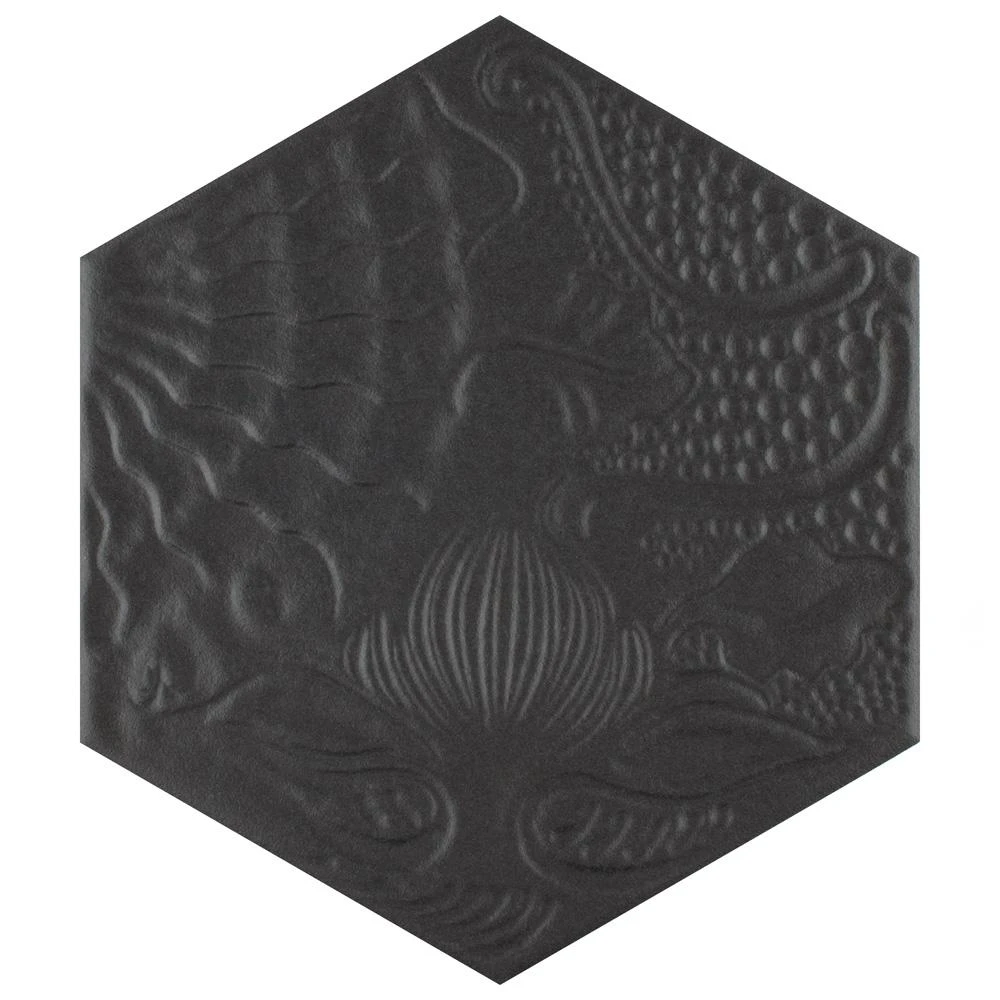 Merola Tile Gaudi Hex Black 8-5/8 In. X 9-7/8 In. Porcelain Floor And Wall Tile (11.56 Sq. Ft. / Case) 1 Merola Tile Gaudi Hex Black 8-5/8 In. X 9-7/8 In. Porcelain Floor And Wall Tile (11.56 Sq. Ft. / Case)