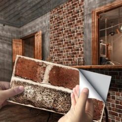 Peel & Stick Brick Kitchen Backsplash Self-Adhesive Wall Tile Stone Design